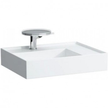 Раковина с полочкой справа LAUFEN KARTELL 8.1033.4.759.112.1 со специальным скрытым сливом (600x460mm) матовый серый Раковина с полочкой справа LAUFEN KARTELL 8.1033.4.759.112.1 со специальным скрытым сливом (600x460mm) матовый серый